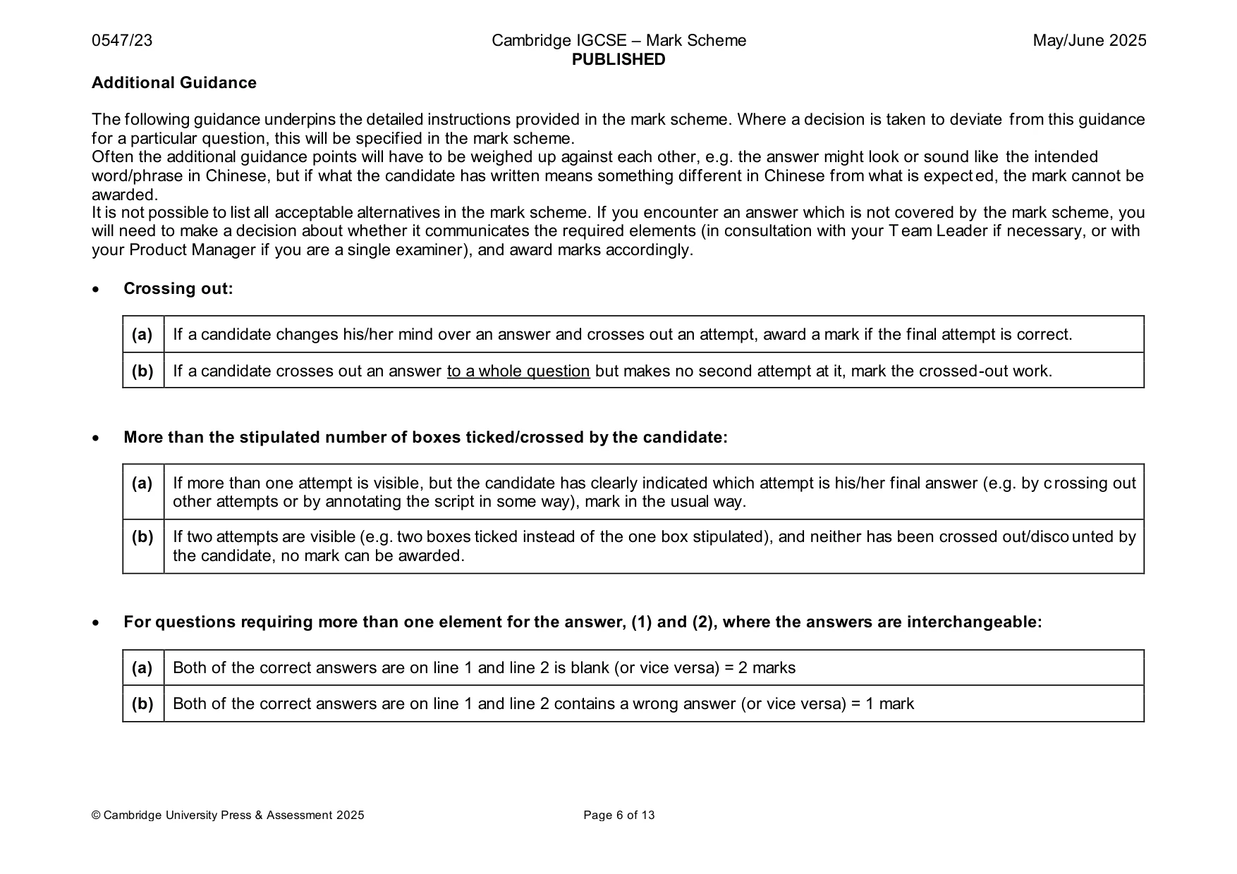 Mark scheme, page 6 of 13