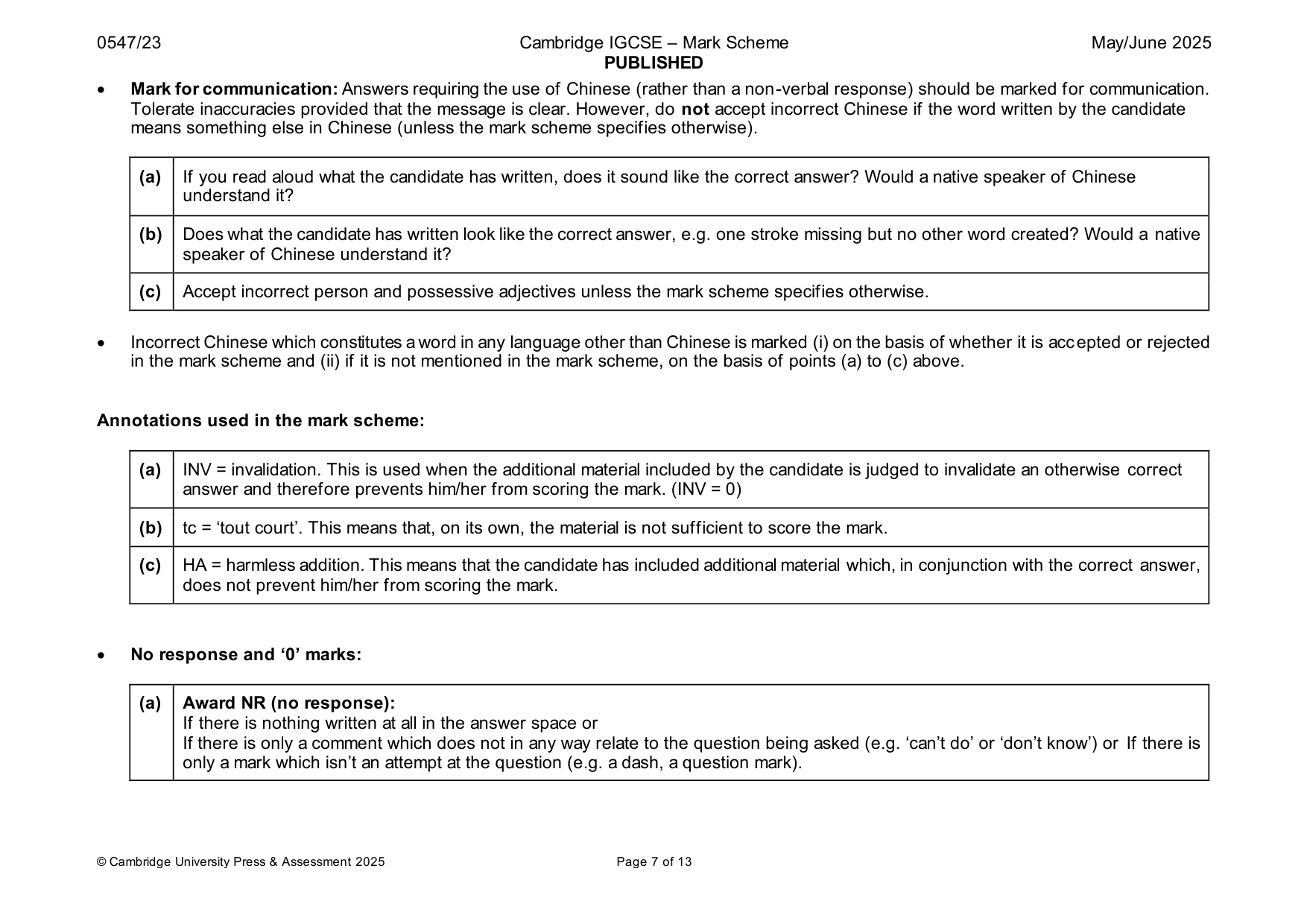 Mark scheme, page 7 of 13