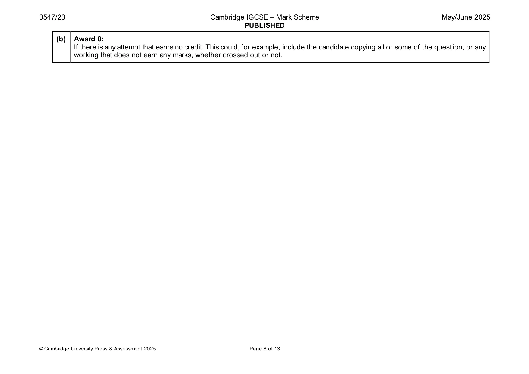 Mark scheme, page 8 of 13