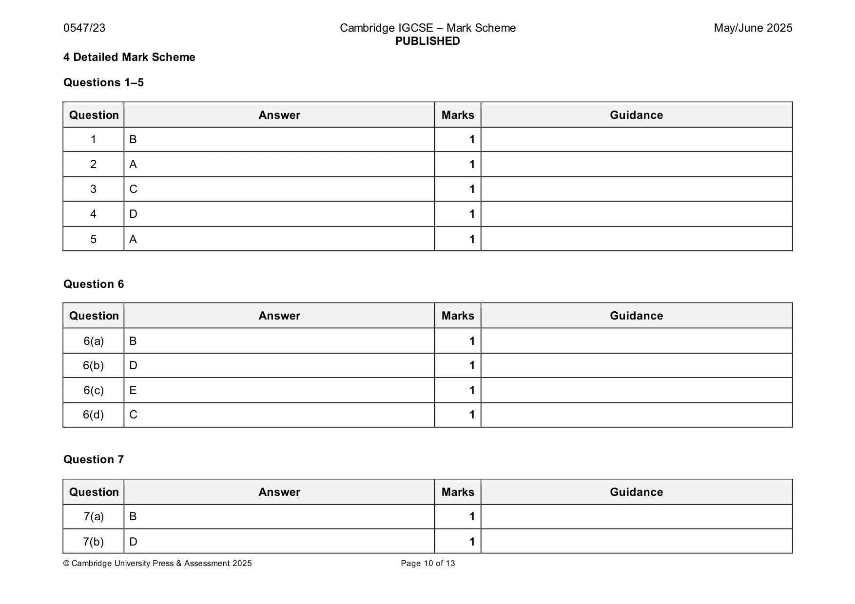 Mark scheme, page 10 of 13