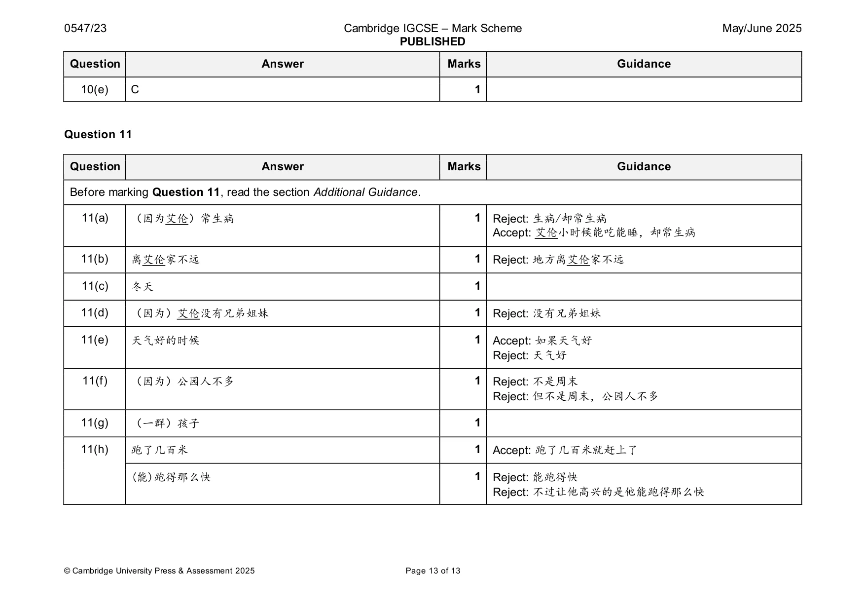 Mark scheme, page 13 of 13