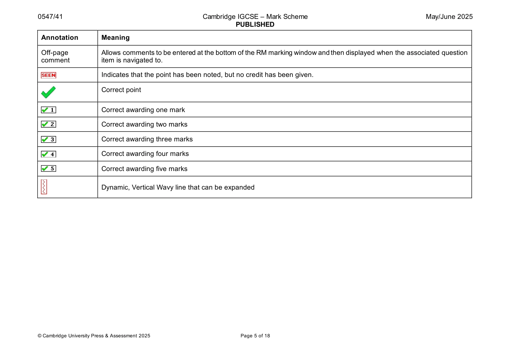 Mark scheme, page 5 of 18