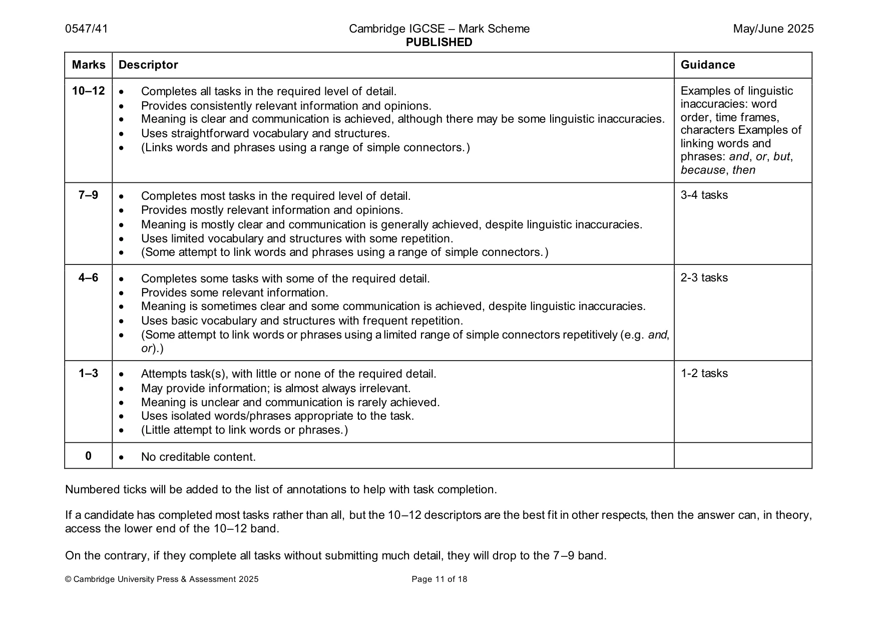 Mark scheme, page 11 of 18