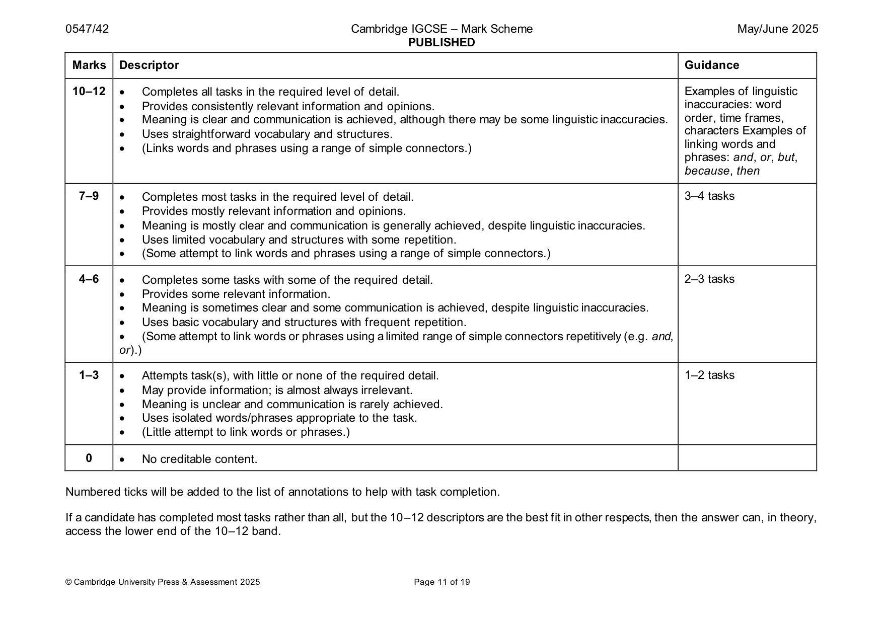 Mark scheme, page 11 of 19