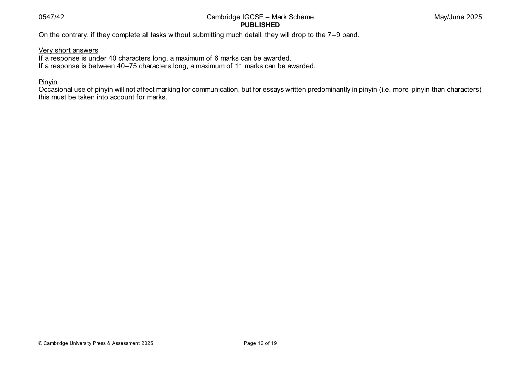 Mark scheme, page 12 of 19
