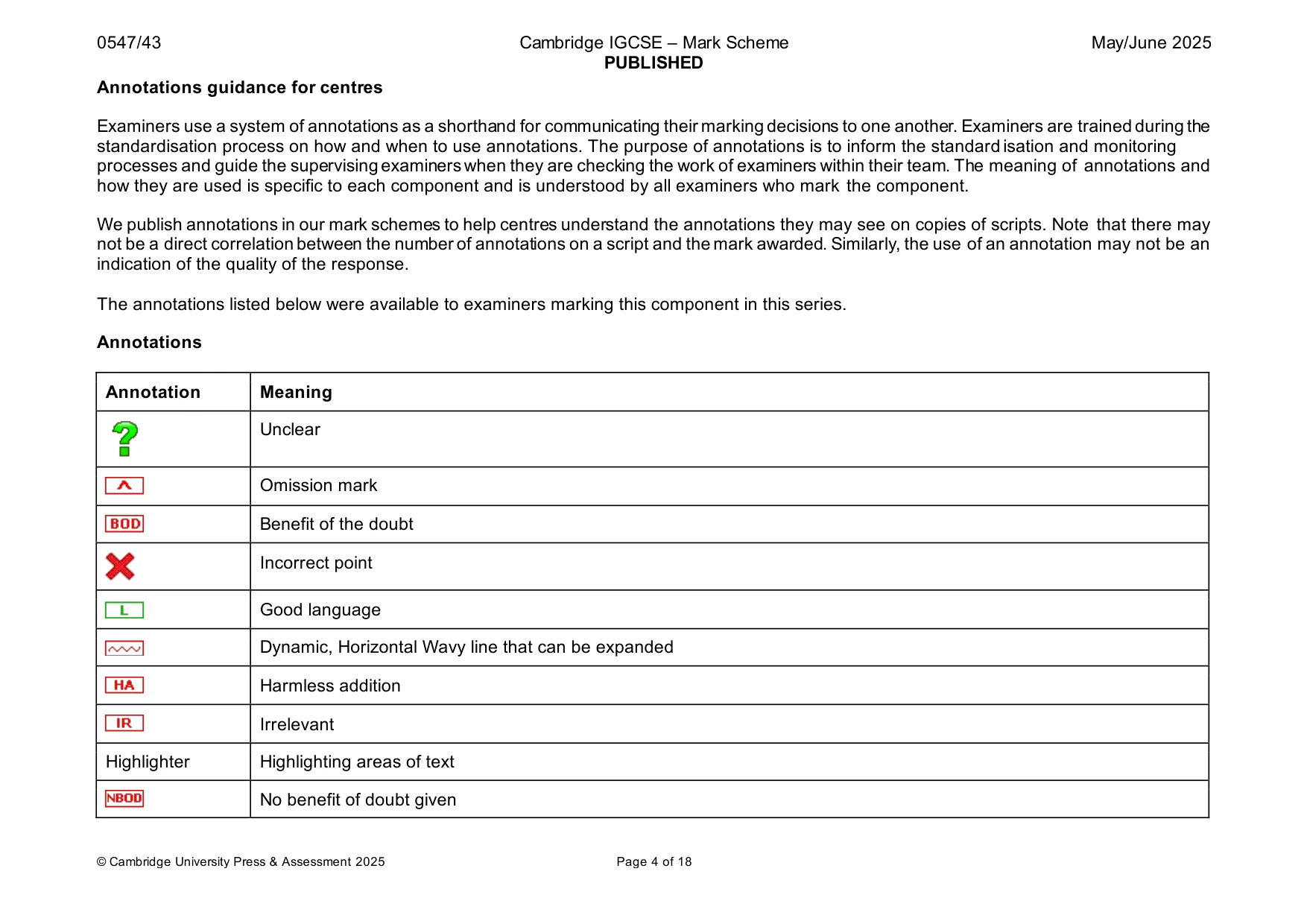 Mark scheme, page 4 of 18