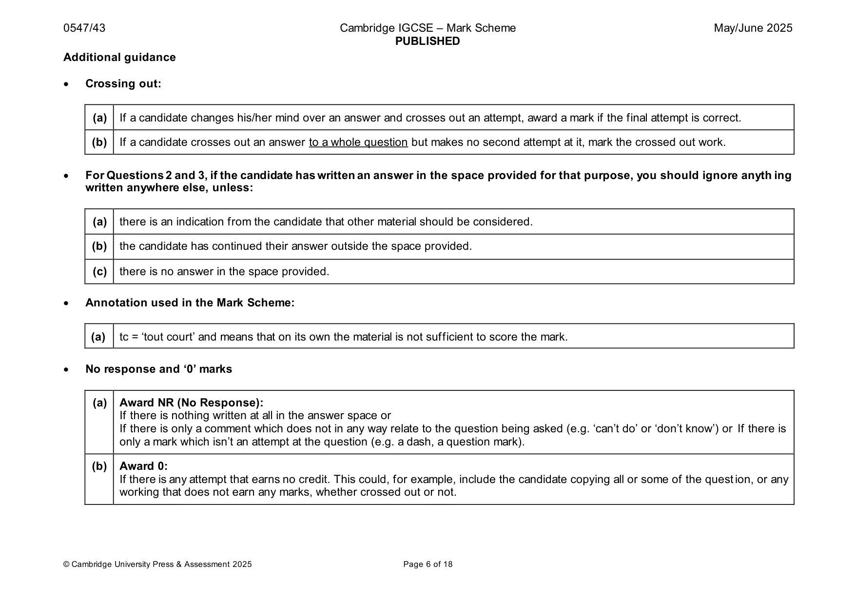 Mark scheme, page 6 of 18