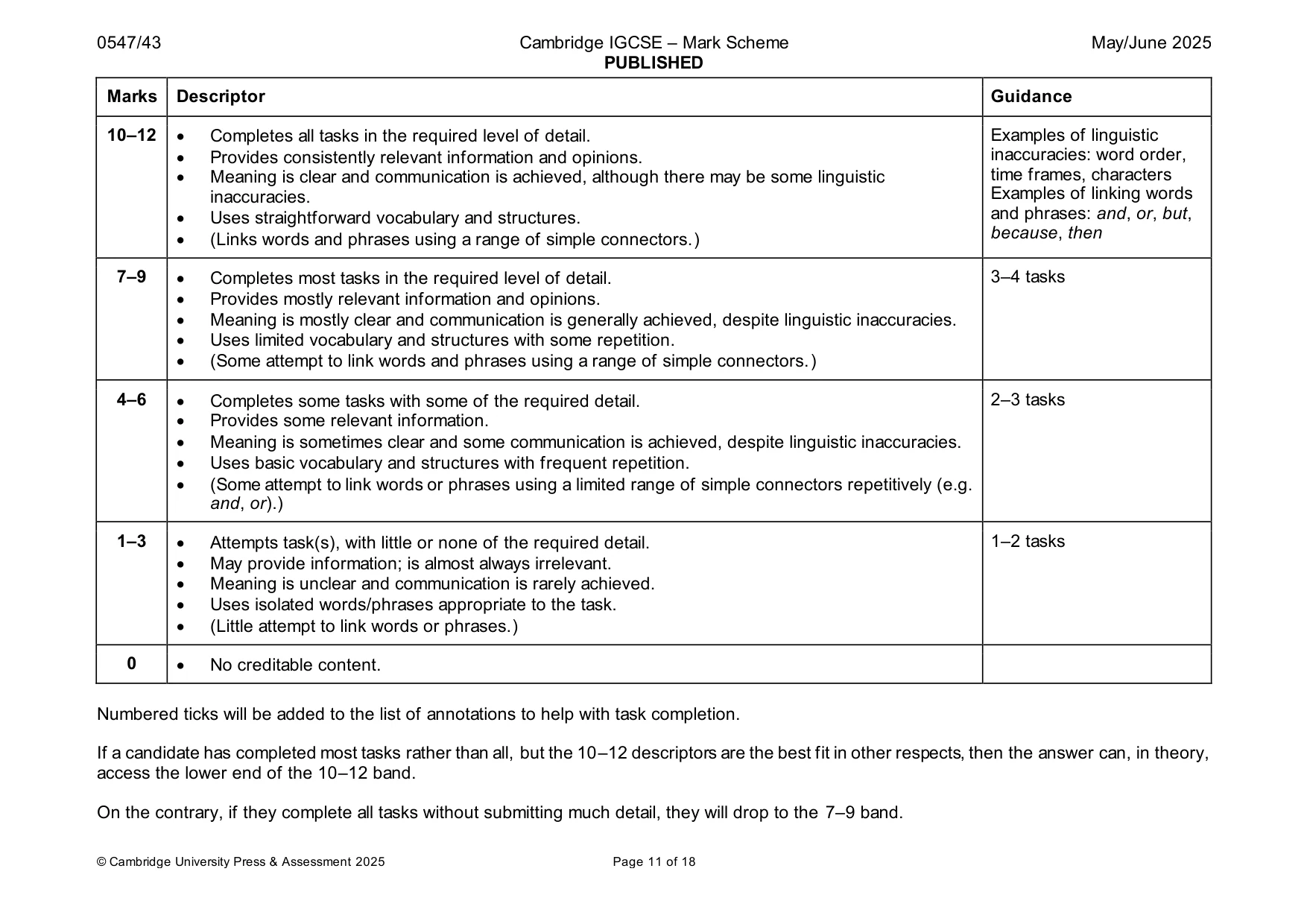 Mark scheme, page 11 of 18