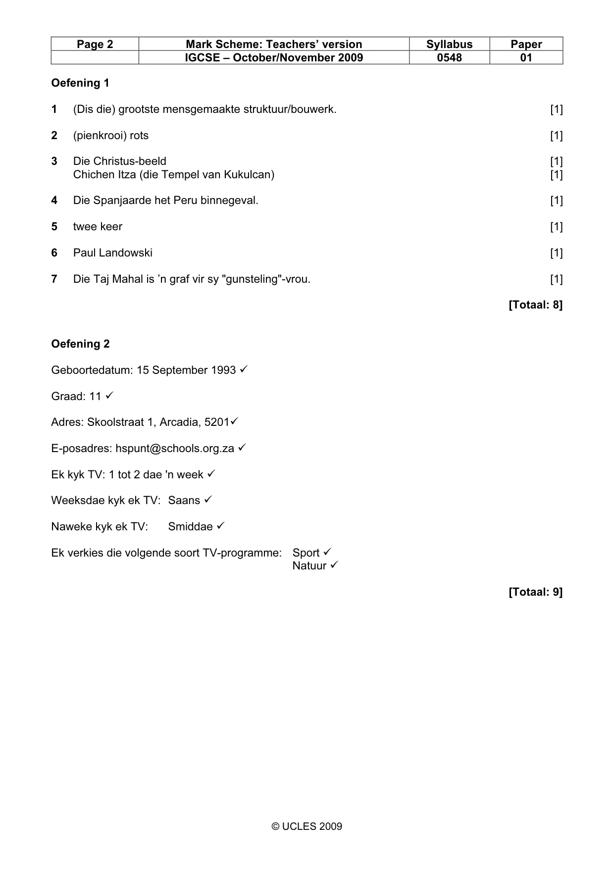 Mark scheme, page 2 of 7