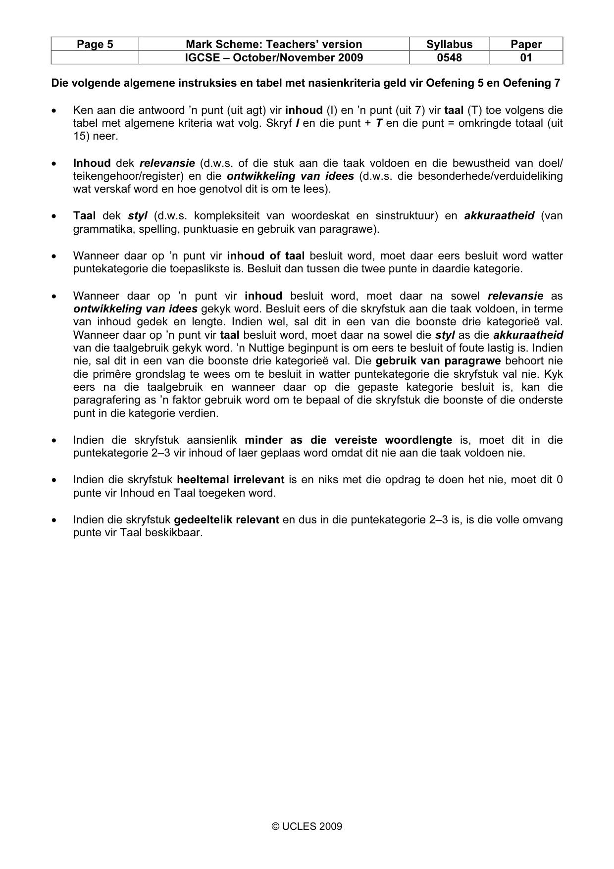Mark scheme, page 5 of 7