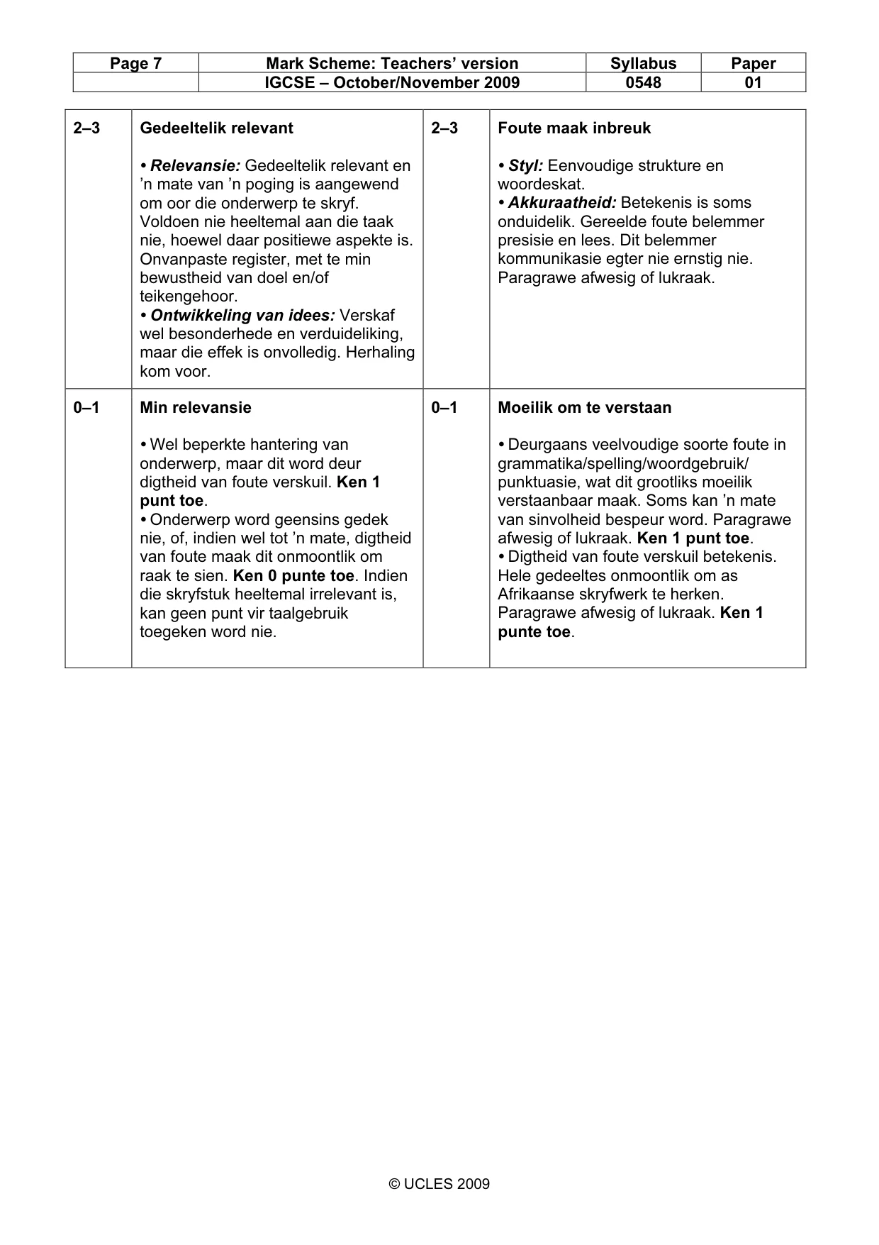 Mark scheme, page 7 of 7
