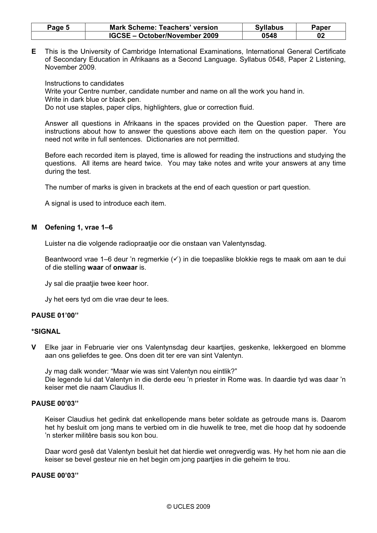 Mark scheme, page 5 of 11