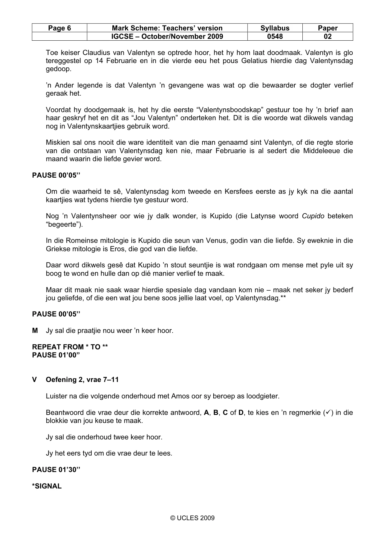 Mark scheme, page 6 of 11
