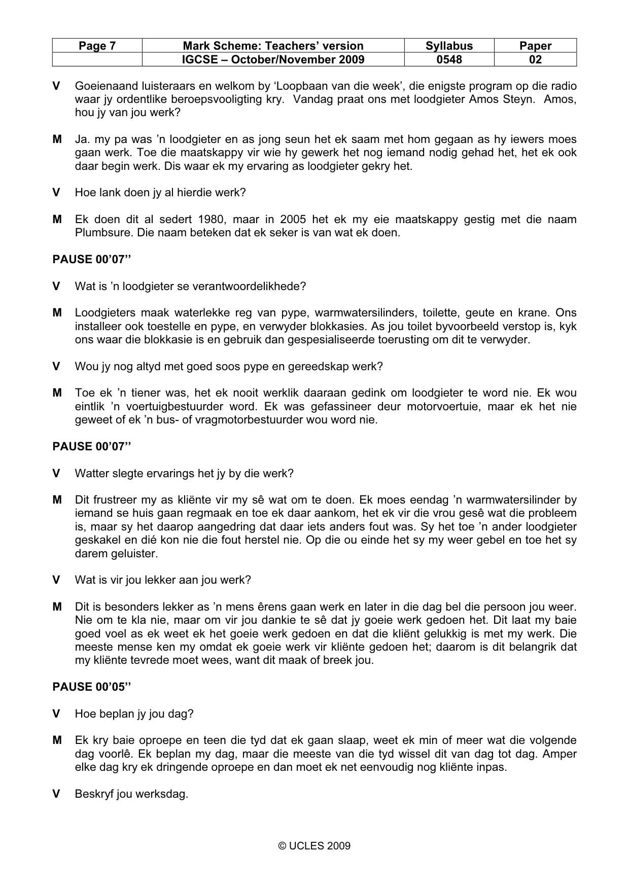 Mark scheme, page 7 of 11