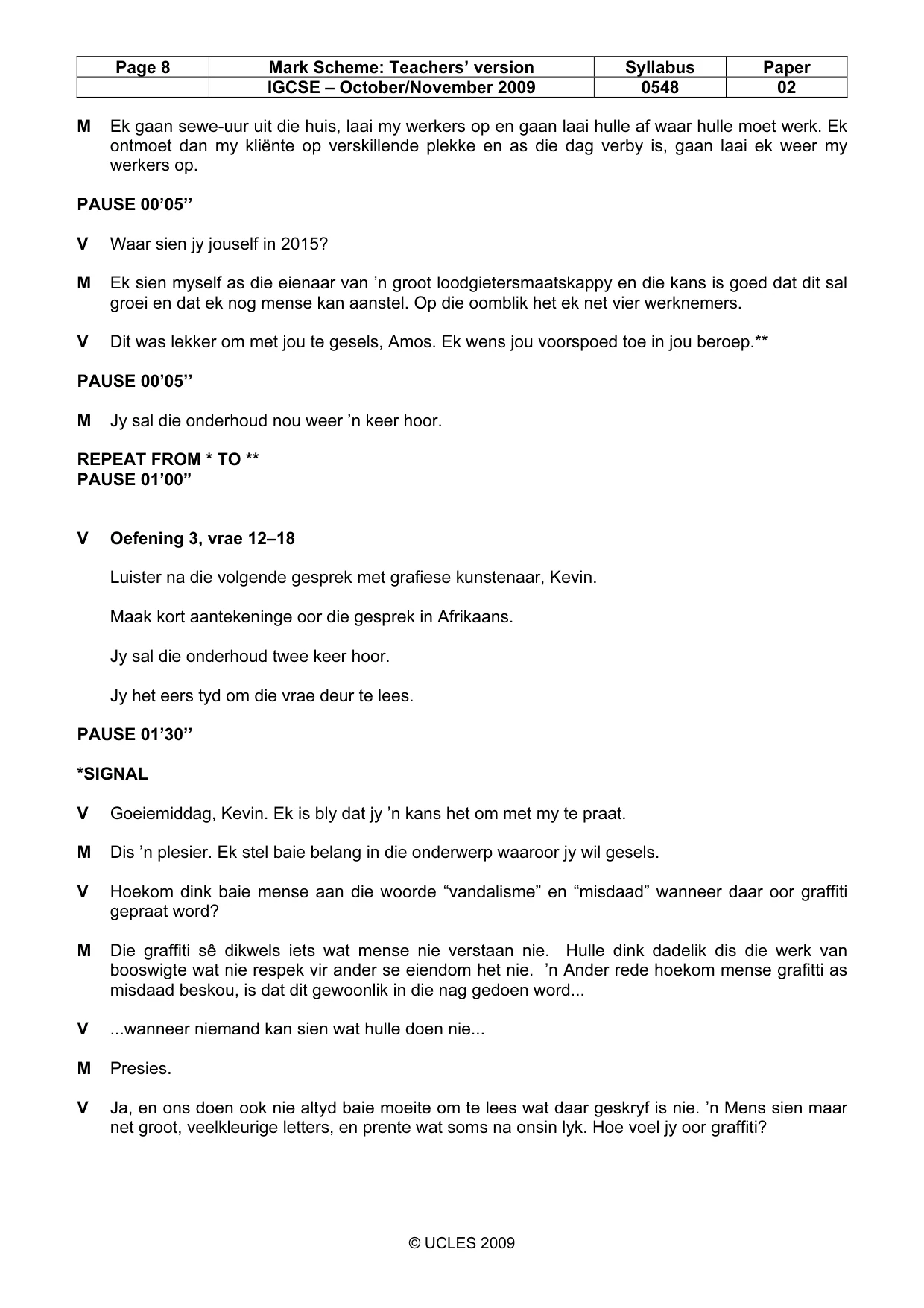 Mark scheme, page 8 of 11