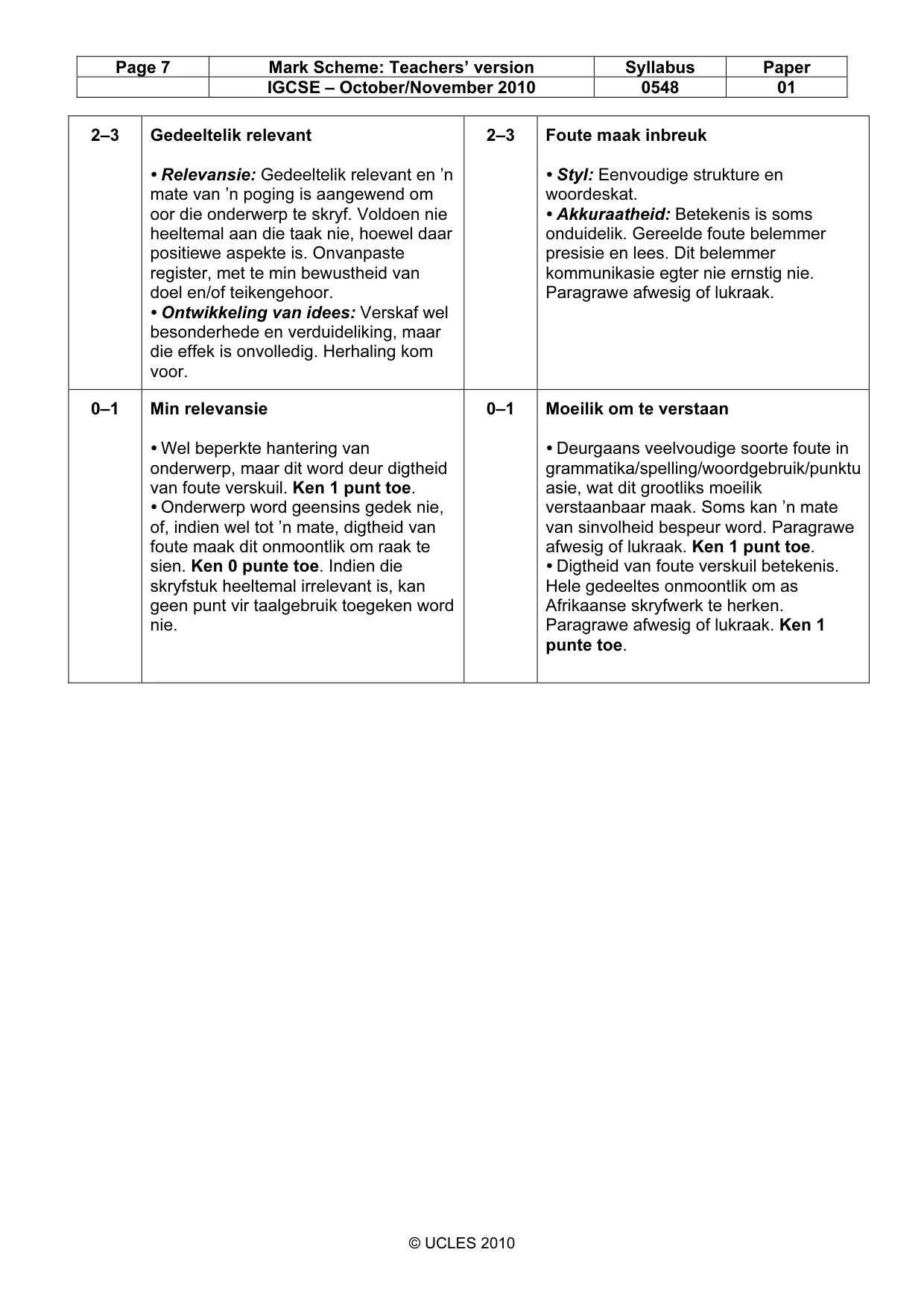 Mark scheme, page 7 of 7