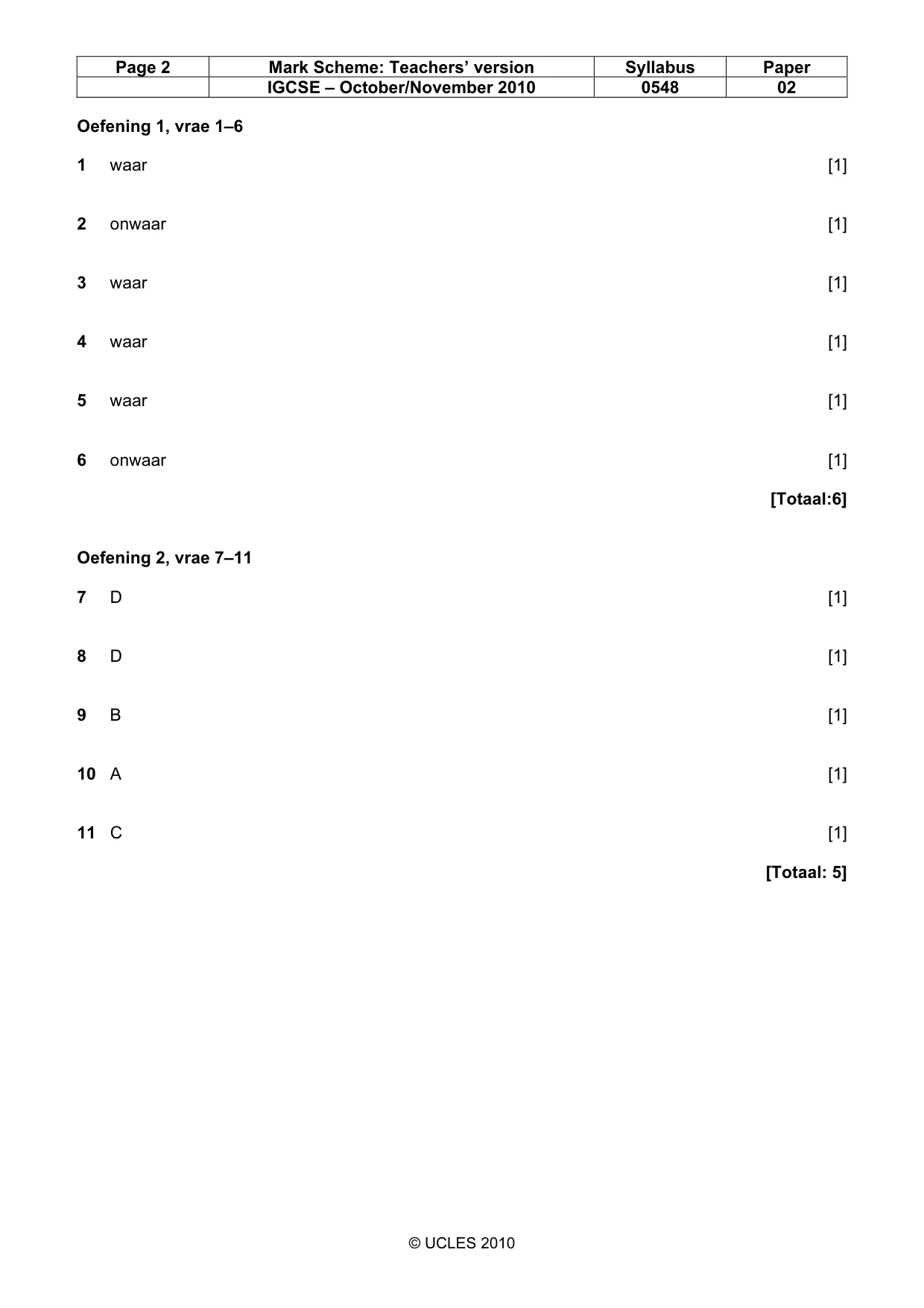 Mark scheme, page 2 of 4