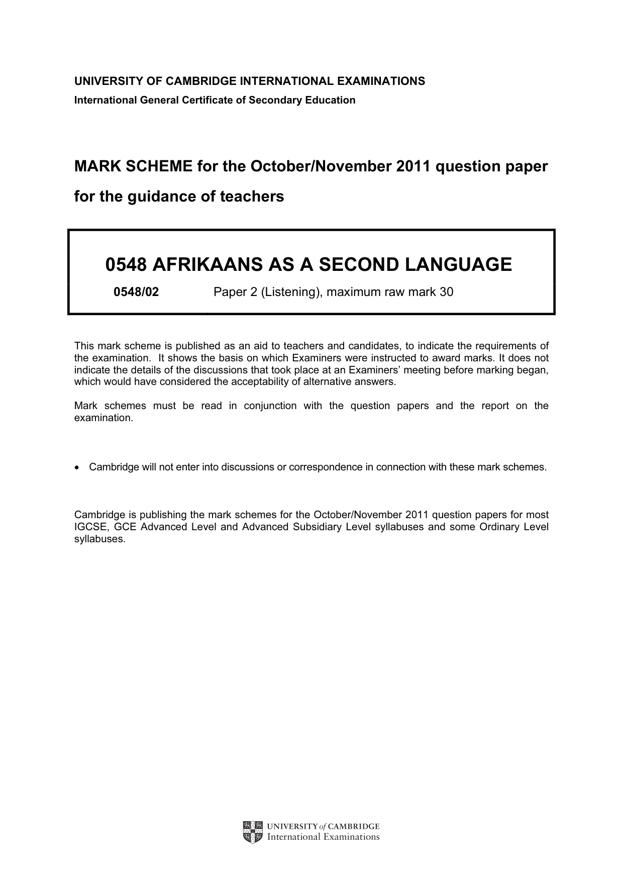 Mark scheme, page 1 of 11