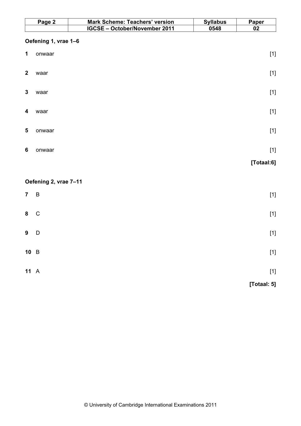 Mark scheme, page 2 of 11