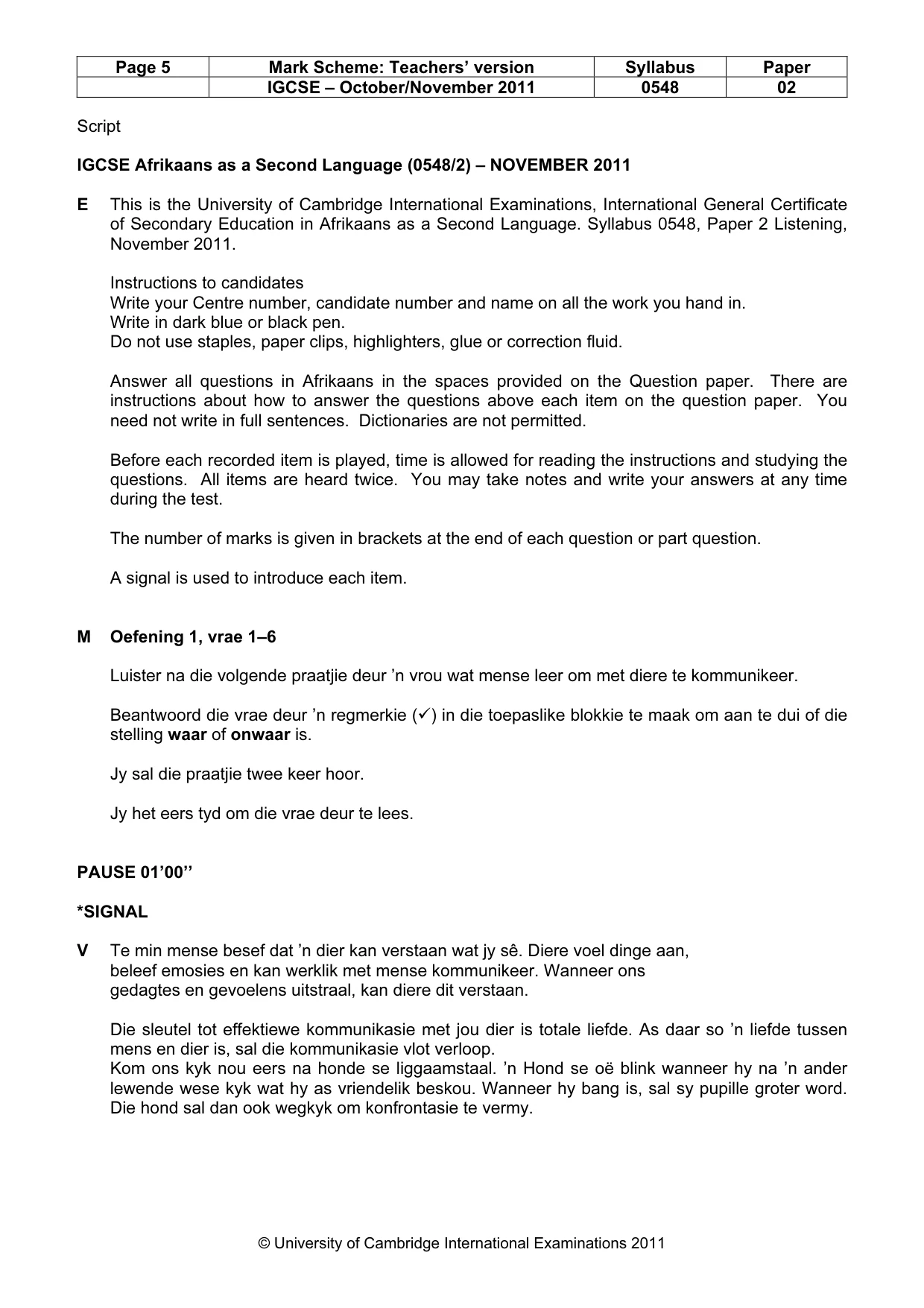 Mark scheme, page 5 of 11