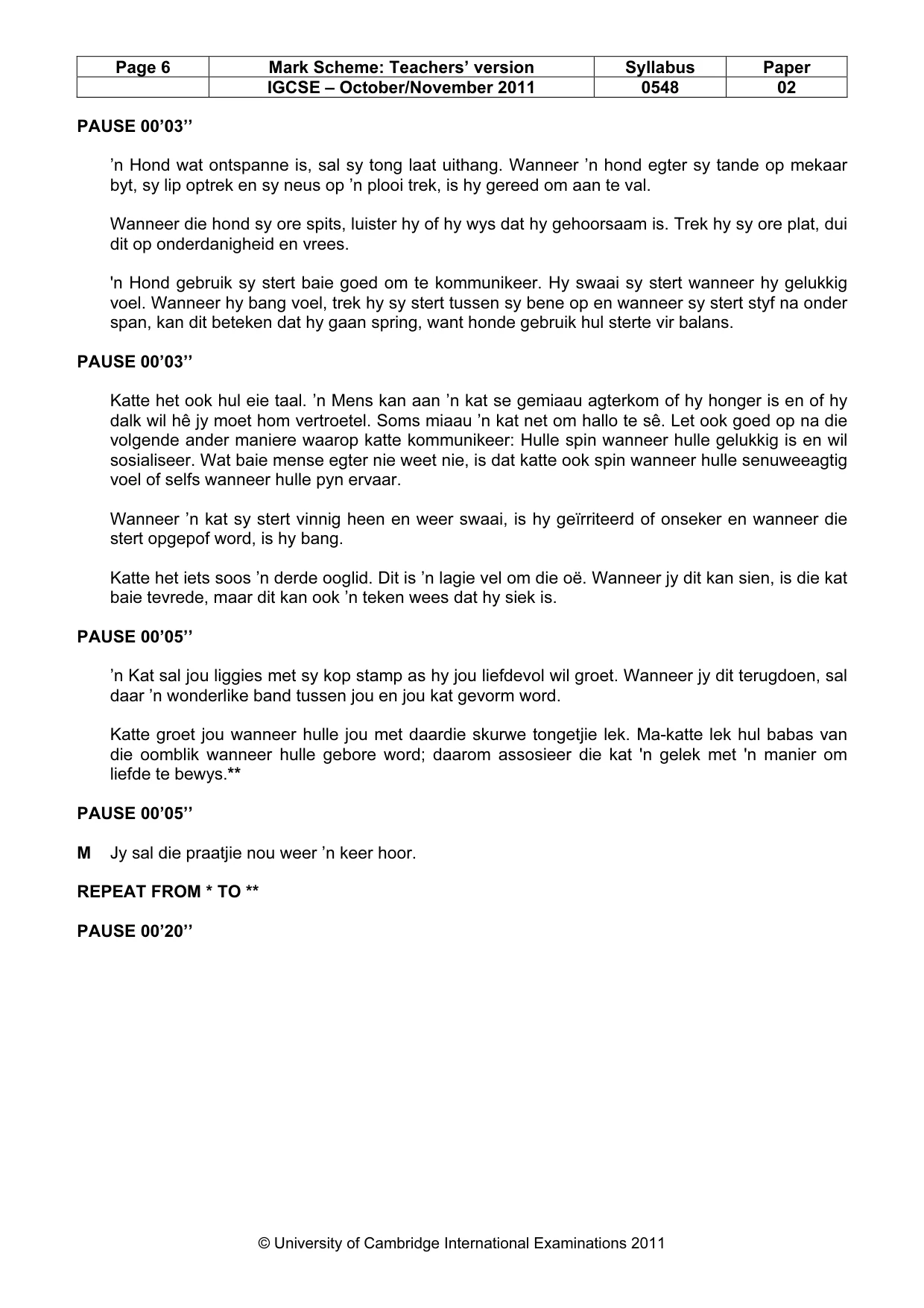 Mark scheme, page 6 of 11