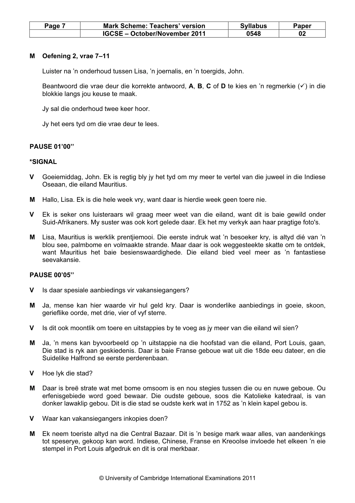 Mark scheme, page 7 of 11