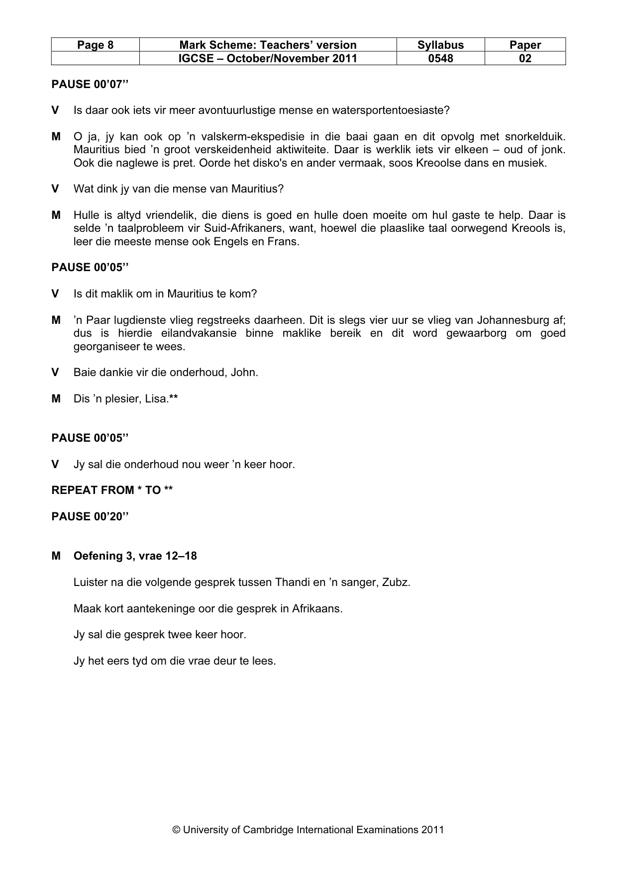 Mark scheme, page 8 of 11