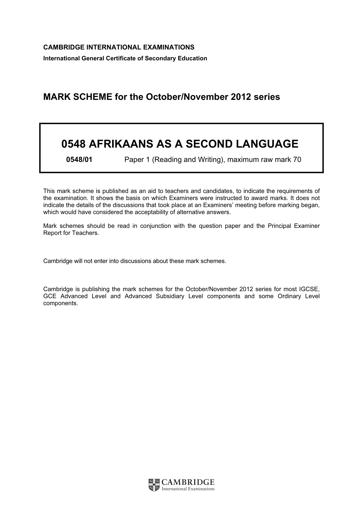 Mark scheme, page 1 of 8