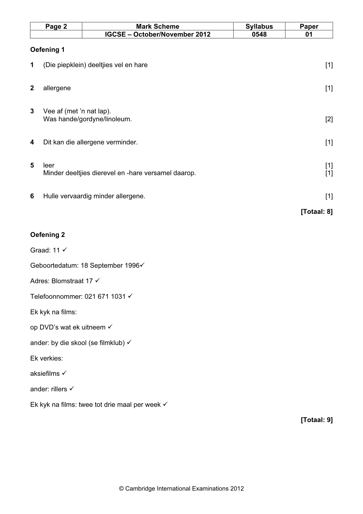 Mark scheme, page 2 of 8