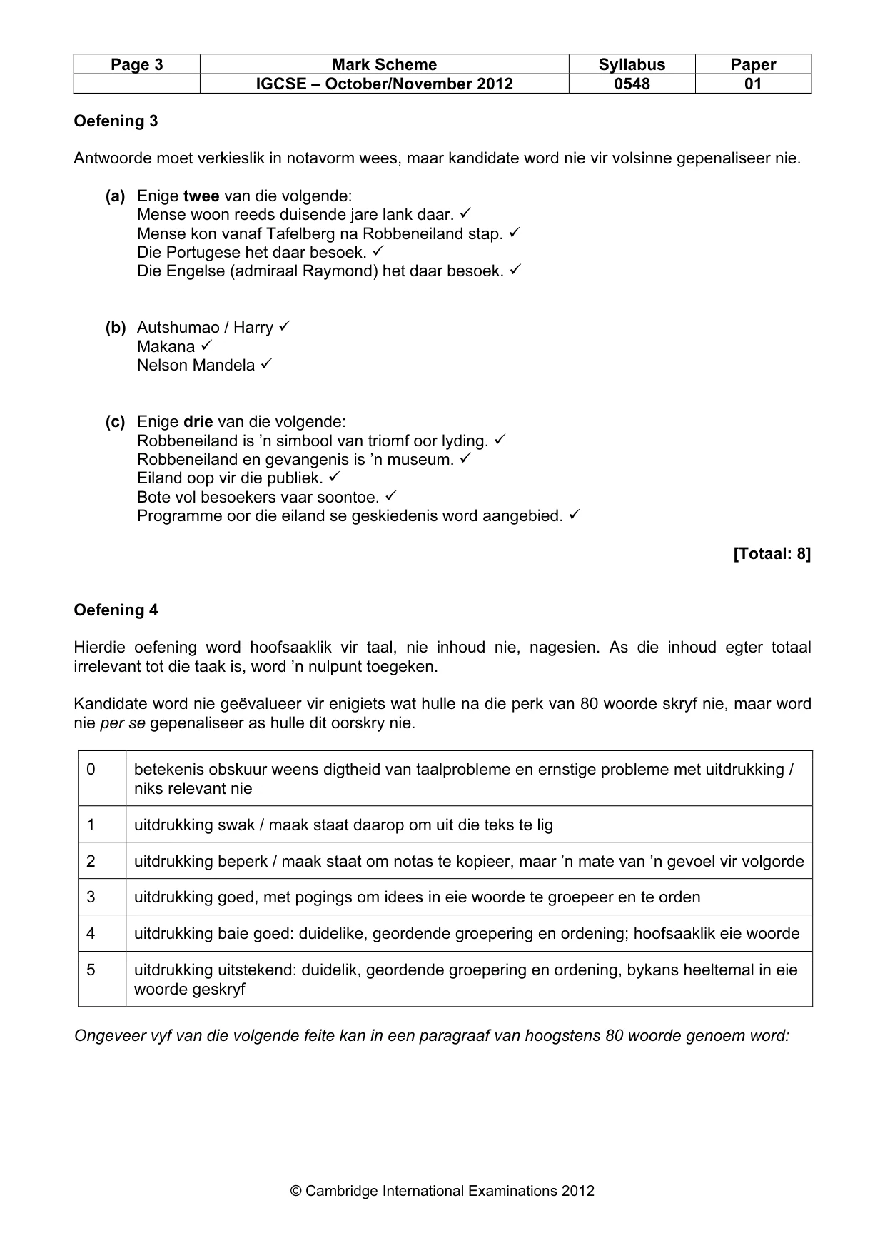 Mark scheme, page 3 of 8