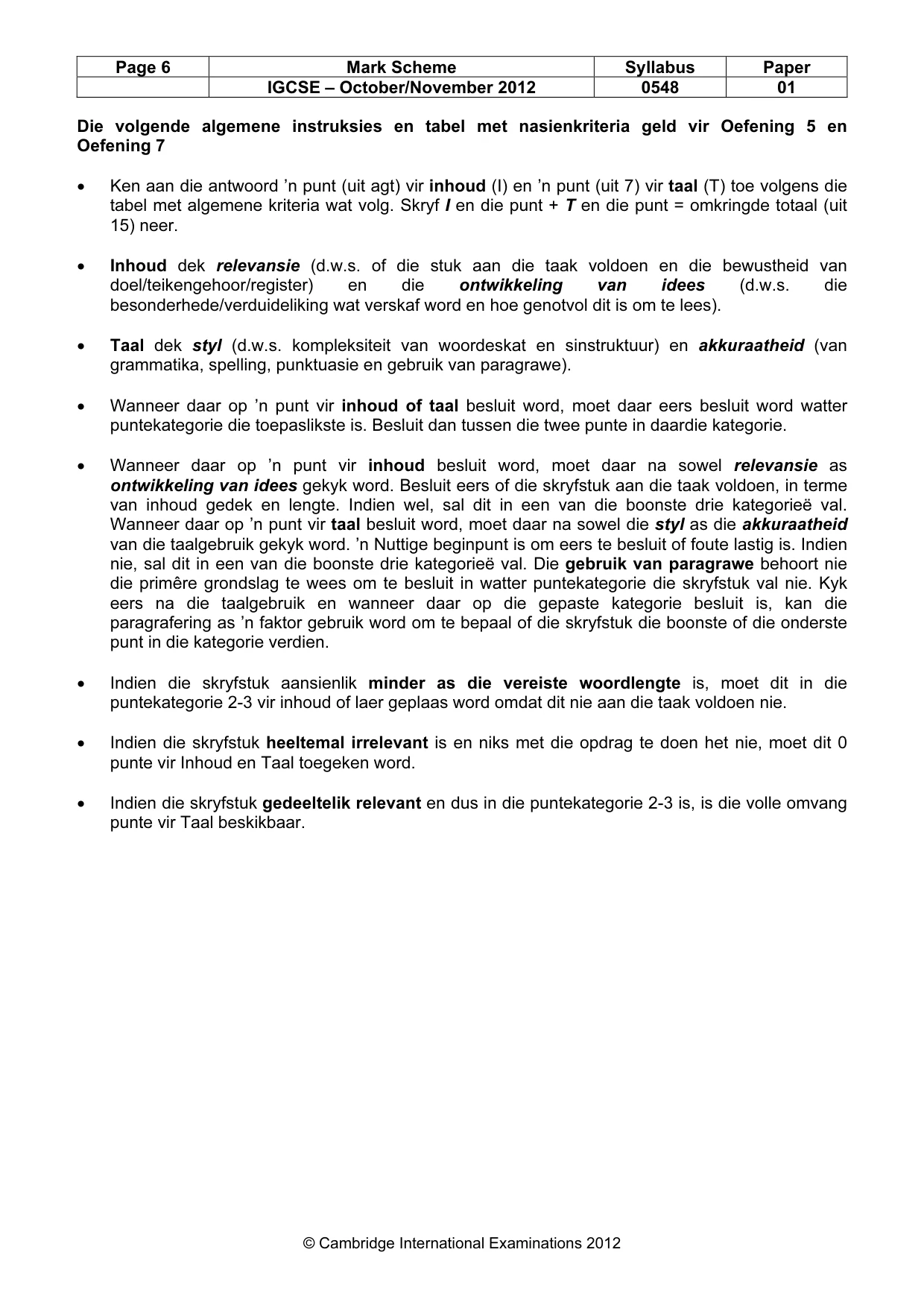 Mark scheme, page 6 of 8