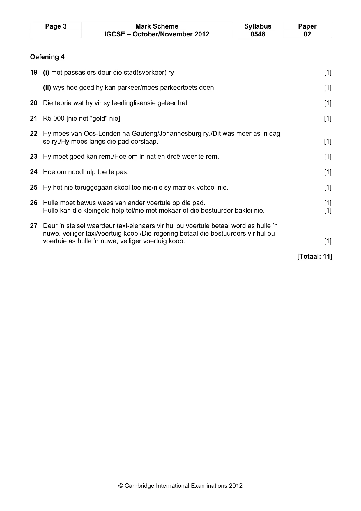 Mark scheme, page 3 of 3