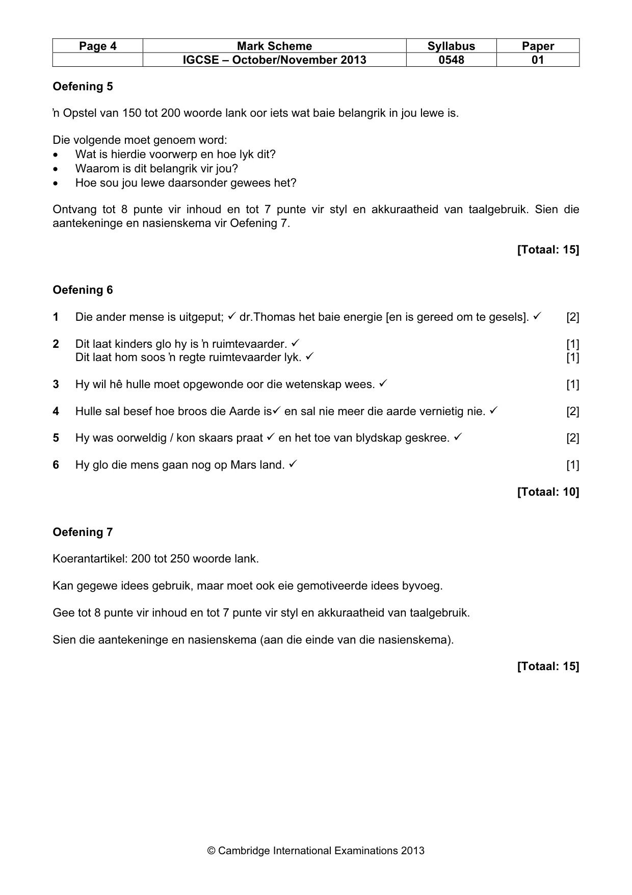 Mark scheme, page 4 of 7