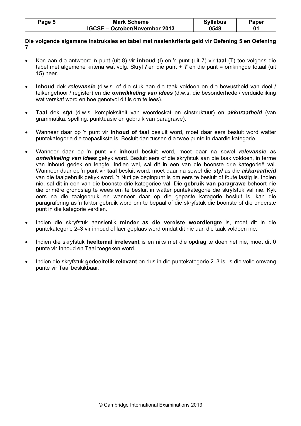 Mark scheme, page 5 of 7