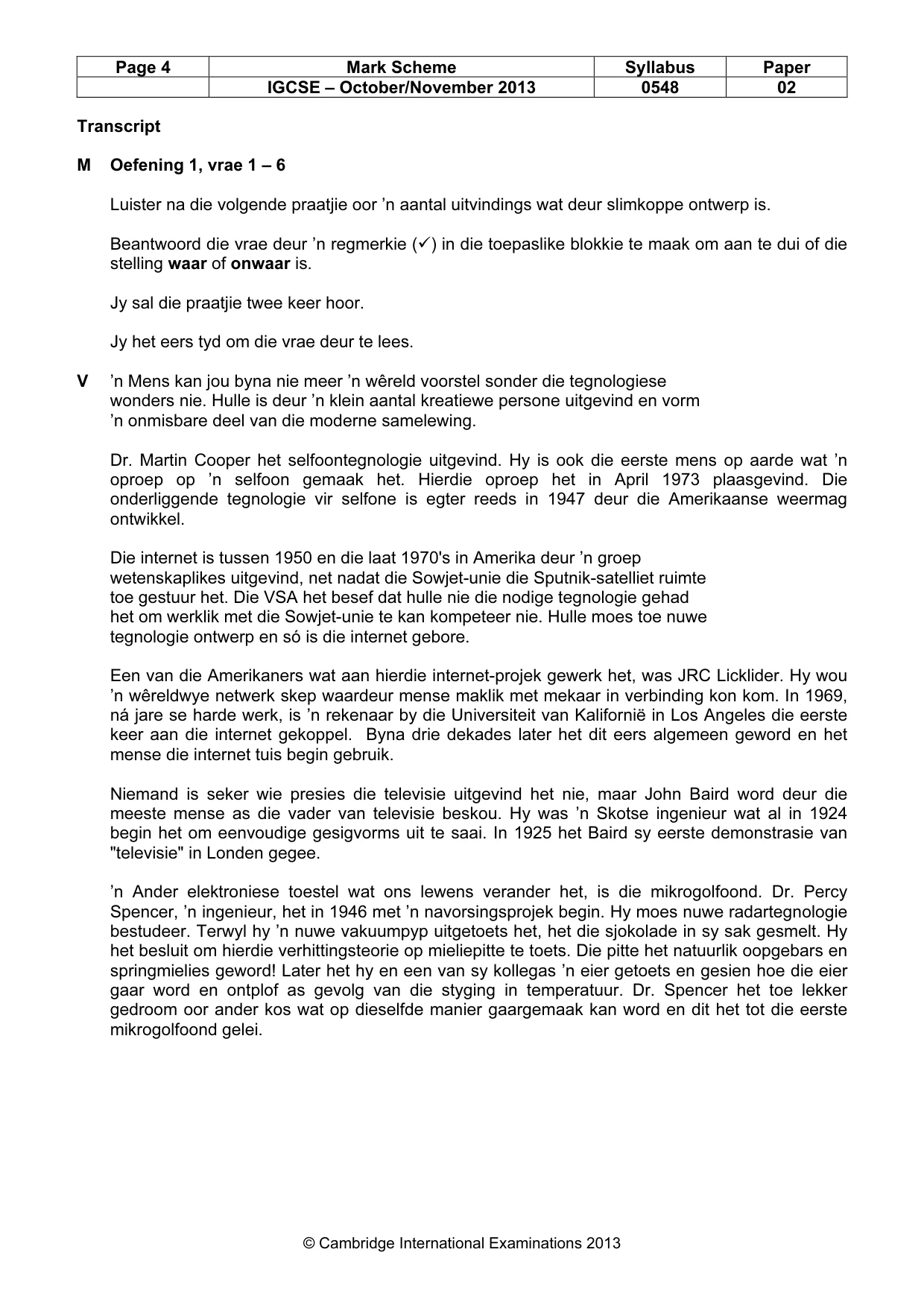Mark scheme, page 4 of 9