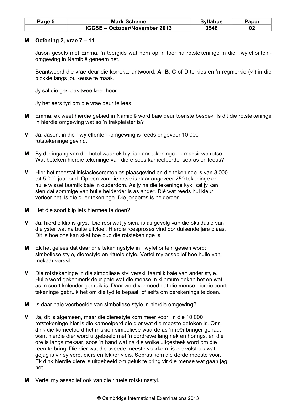 Mark scheme, page 5 of 9