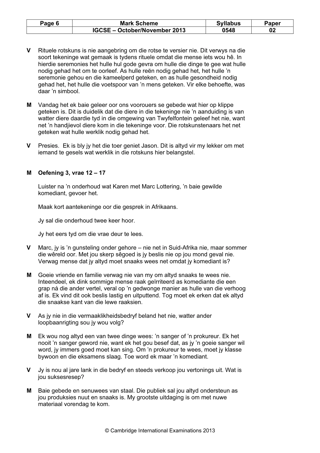 Mark scheme, page 6 of 9