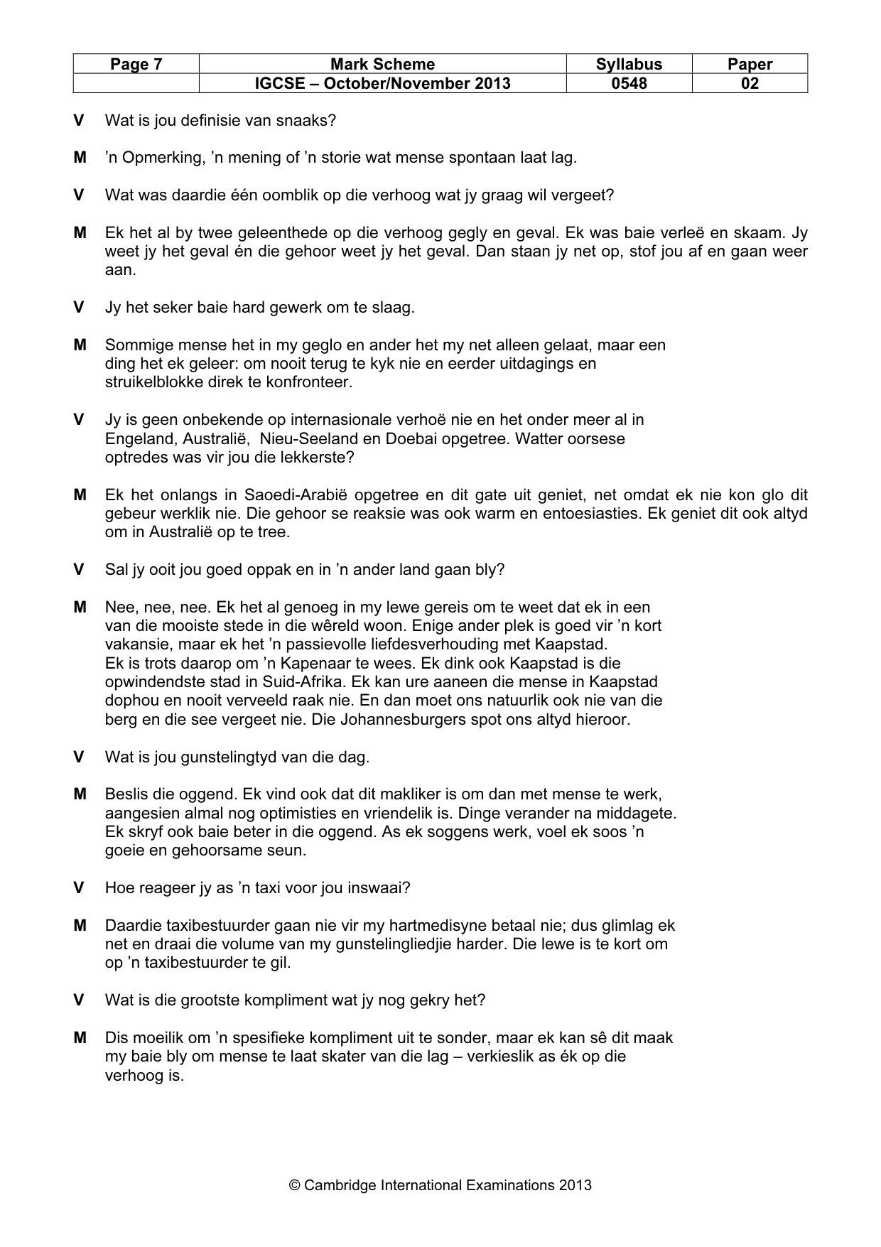 Mark scheme, page 7 of 9