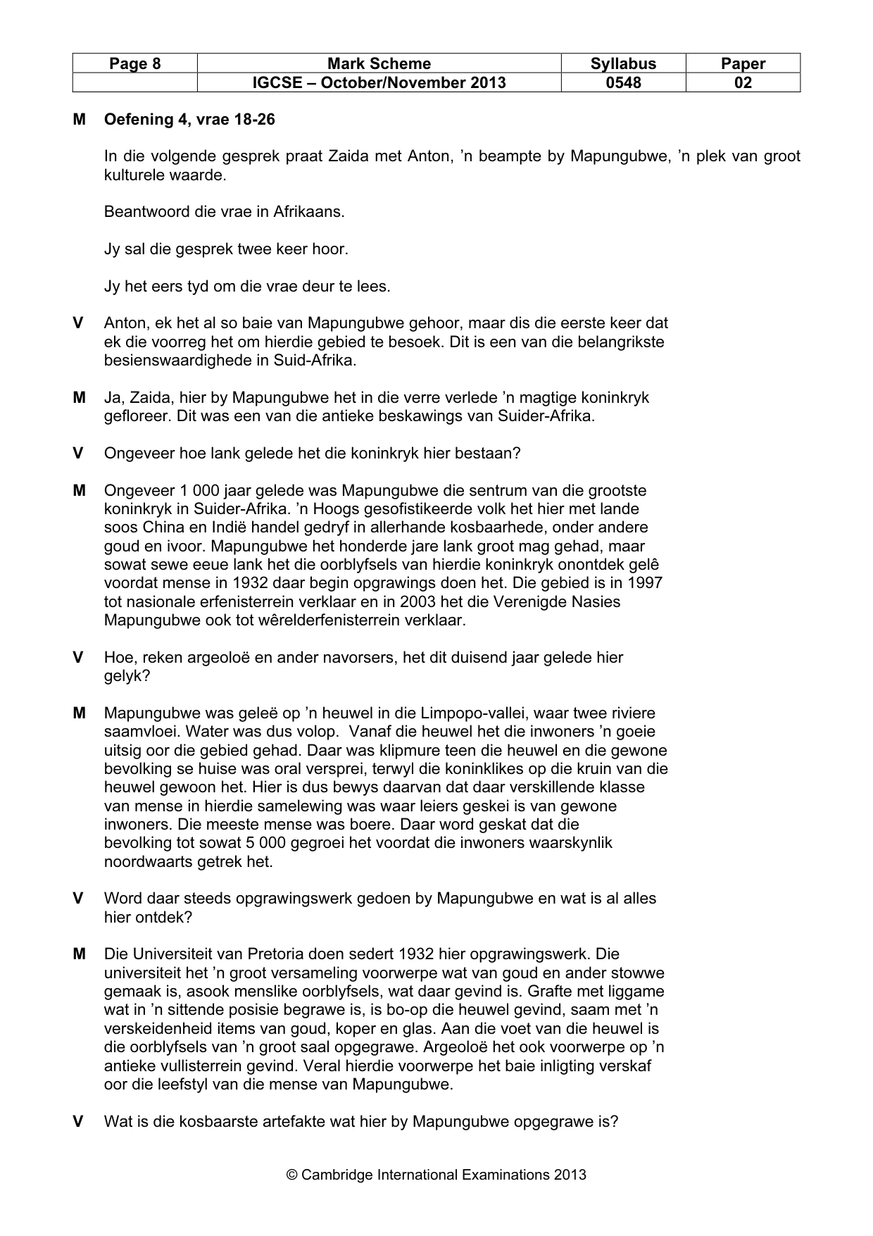Mark scheme, page 8 of 9