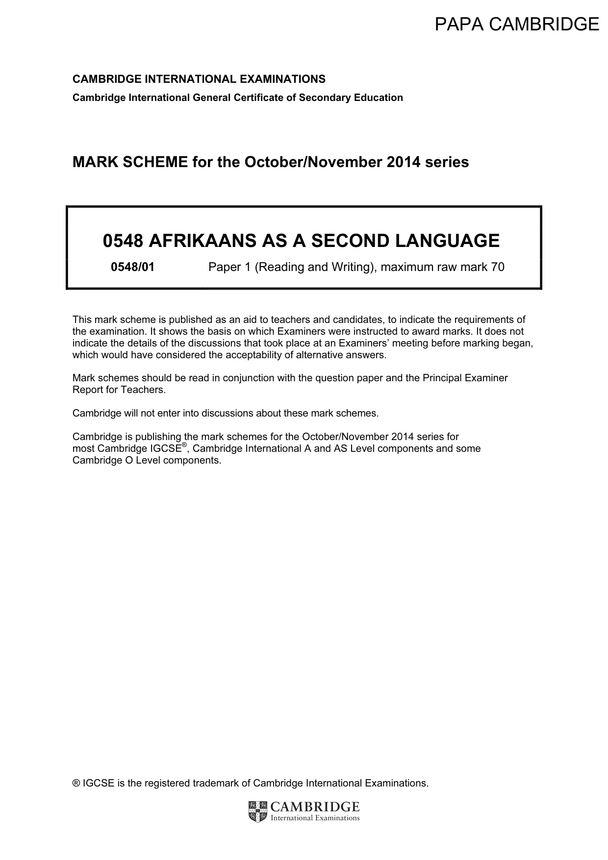 Mark scheme, page 1 of 8