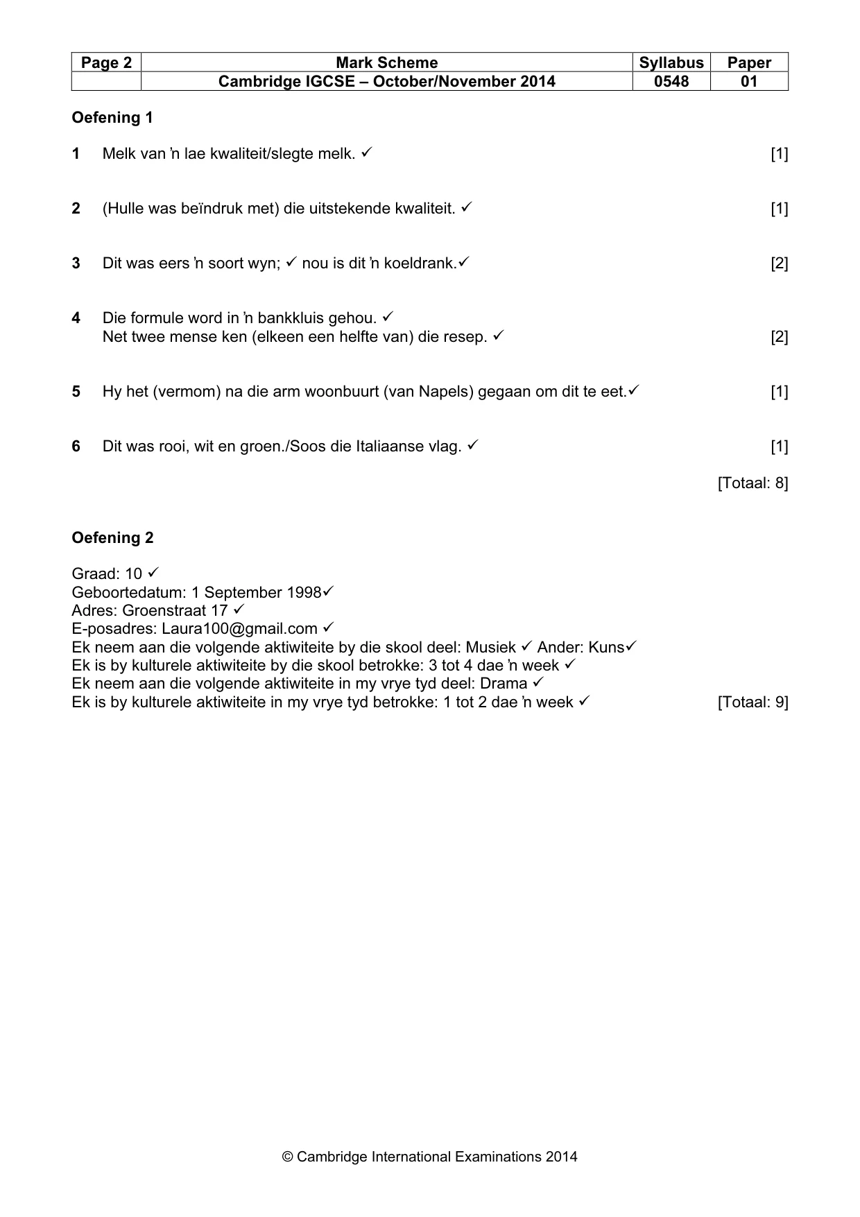Mark scheme, page 2 of 8