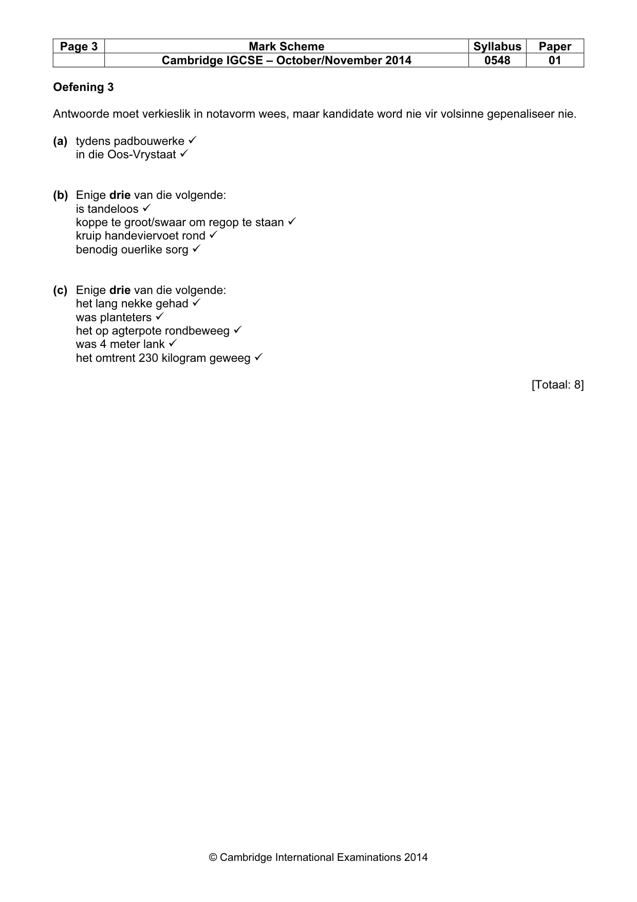 Mark scheme, page 3 of 8