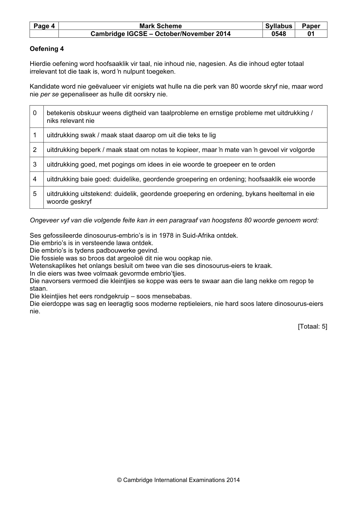 Mark scheme, page 4 of 8