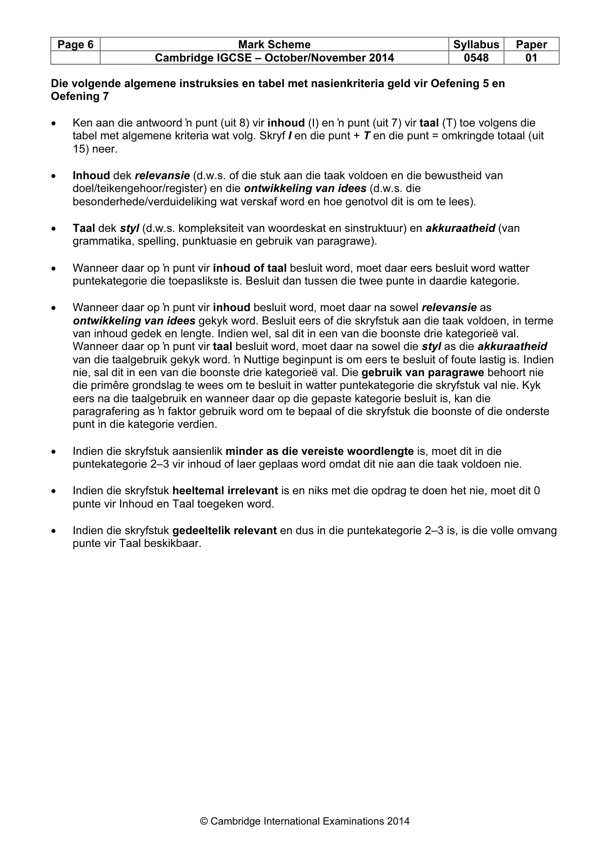 Mark scheme, page 6 of 8