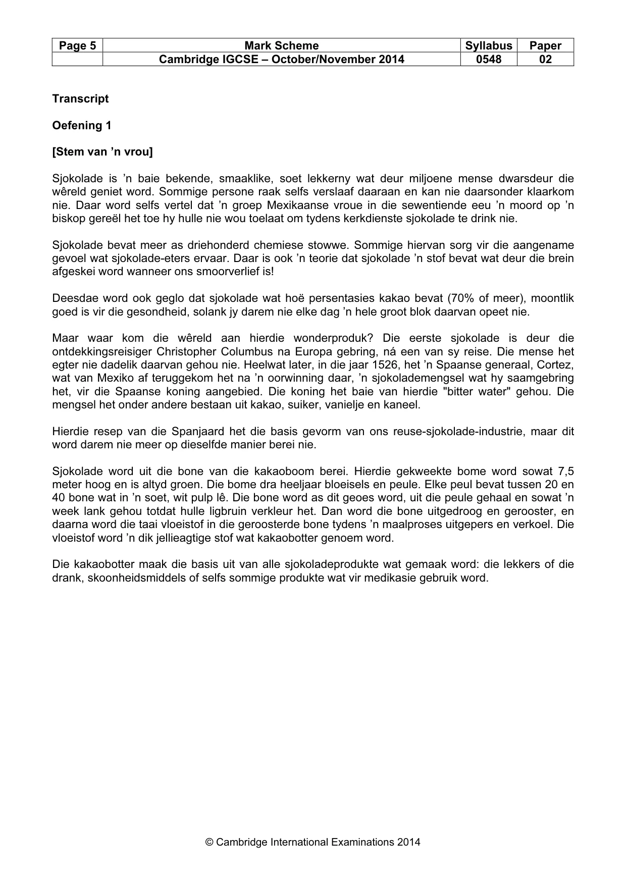 Mark scheme, page 5 of 11