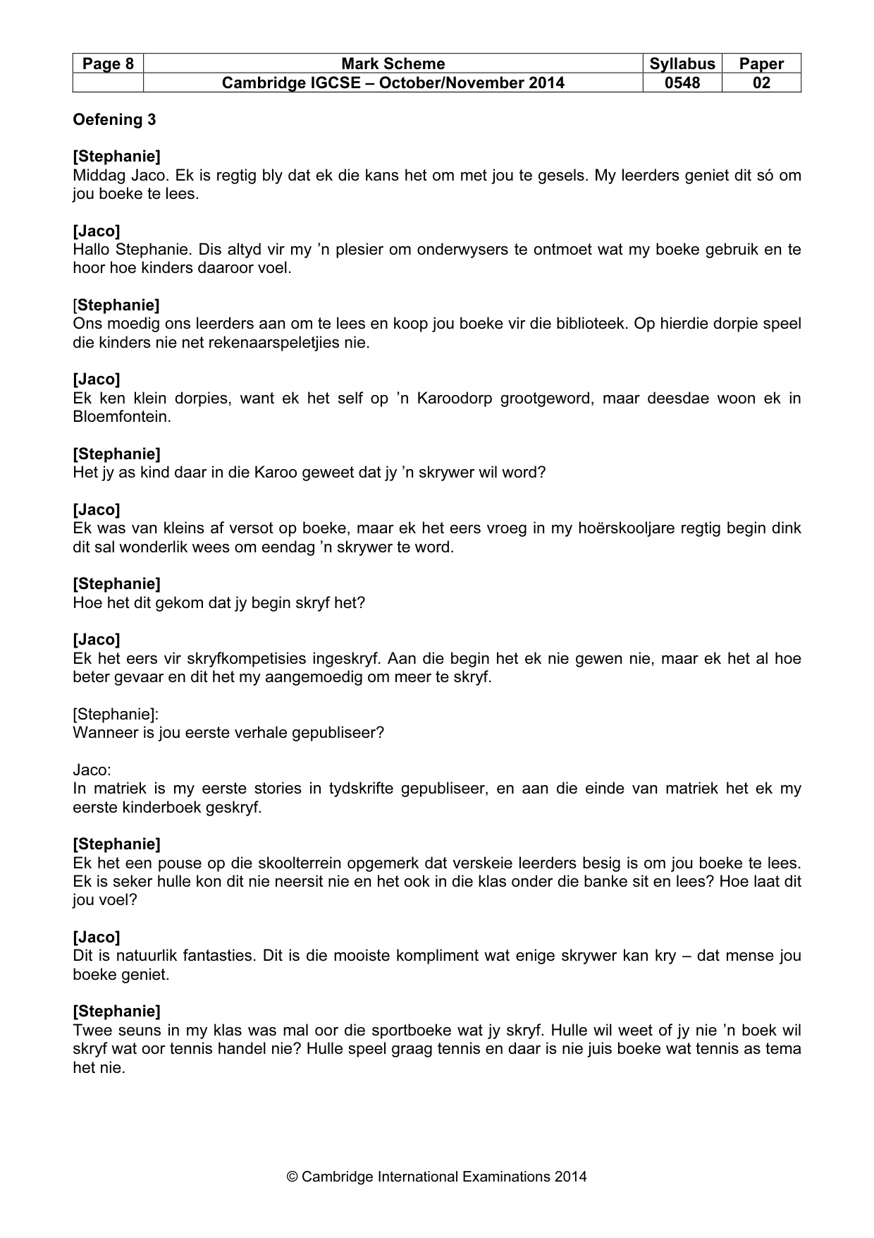 Mark scheme, page 8 of 11