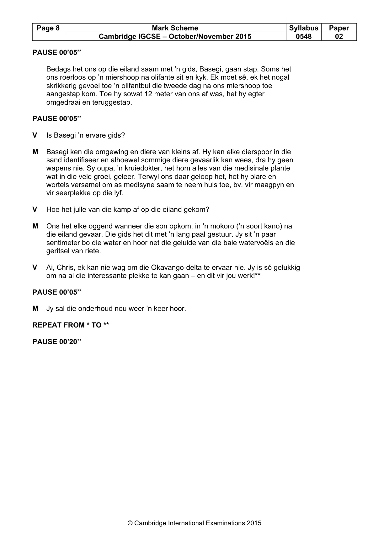Mark scheme, page 8 of 12