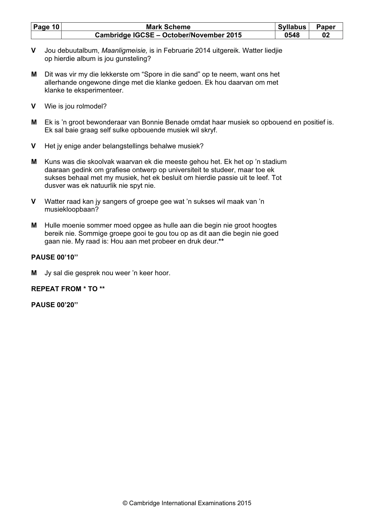 Mark scheme, page 10 of 12