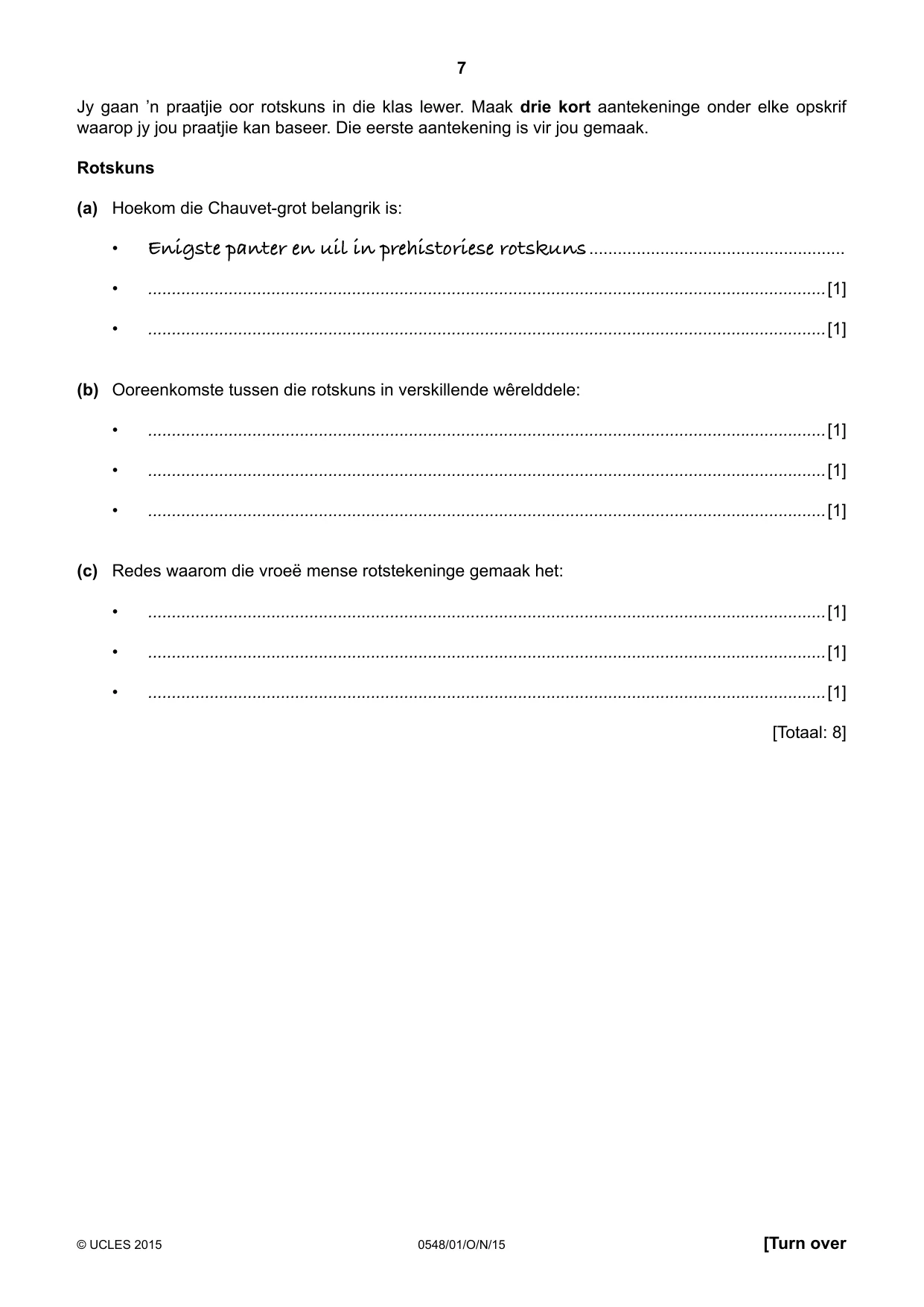 Cambridge IGCSE Afrikaans - Second Language 0548 2015 Oct/Nov Paper 1 · Variant 1 question paper, page 7 of 20