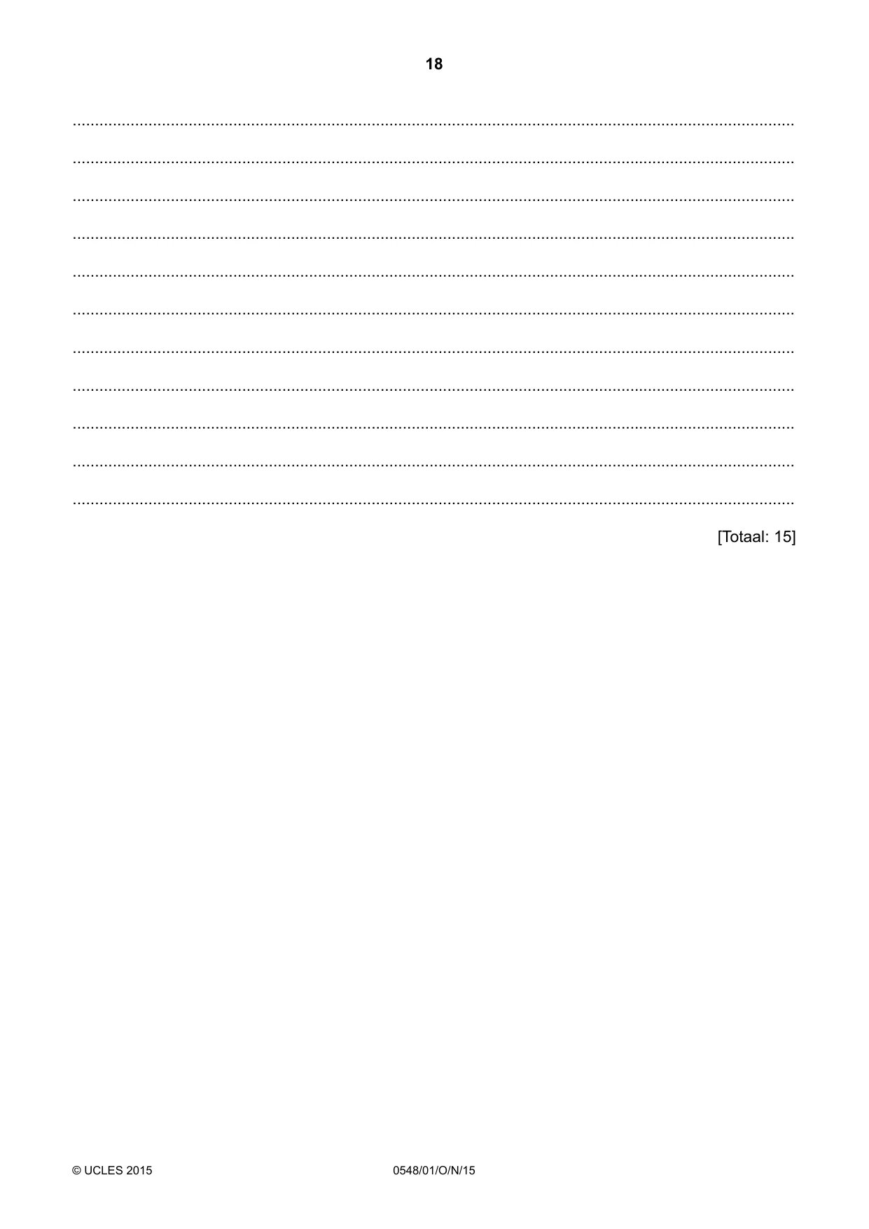Cambridge IGCSE Afrikaans - Second Language 0548 2015 Oct/Nov Paper 1 · Variant 1 question paper, page 18 of 20